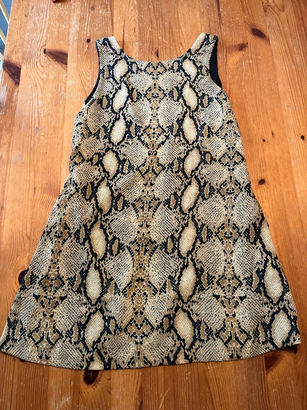 Olivacedous Snakeskin Shift Dress V-Back (size S)